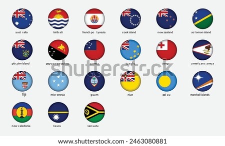 Round Icons of All Australian Country Flags