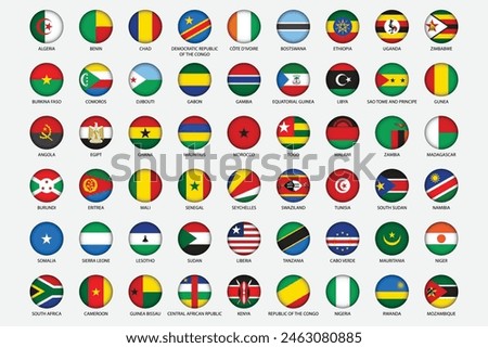 Round Icons of All Africa Country Flags