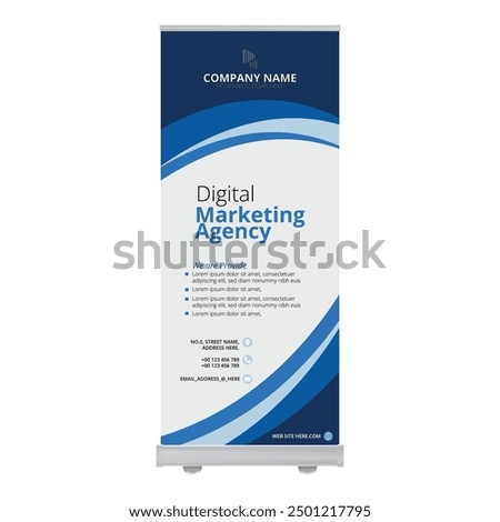 Blue rollup banner vector template