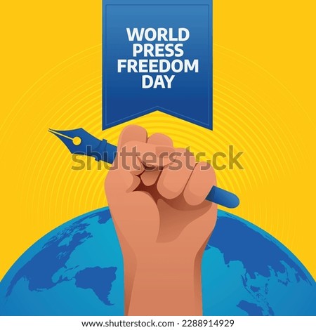 world press freedom day design template. world press freedom day vector illustration. press illustration with pen and globe. flat illustration.