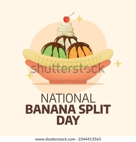 national banana split day design template good for celebration. banana split illustration design. vector illustration. flat design. eps 10.