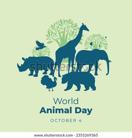 world animal day design template good for celebration usage. animal vector illustration. animal silhouette design. vector eps 10.