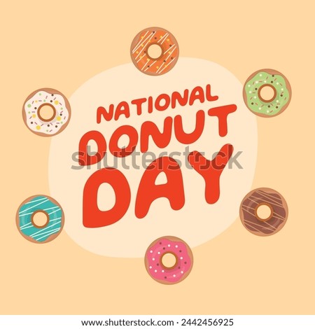 National Donut Day design template good for celebration usage. flat design. eps 10. donut vector illustration.