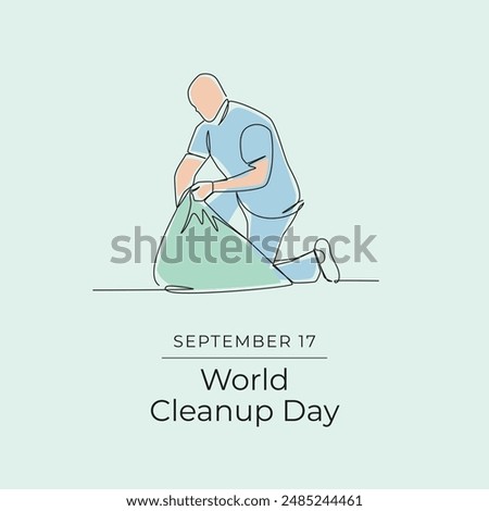 World Cleanup Day. Line art design. Environment design. Good for celebration template usage. Continuous line. eps 10.