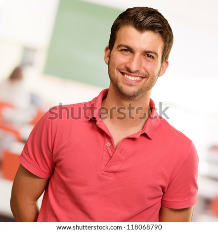 Portrait of young man smiling, indoor