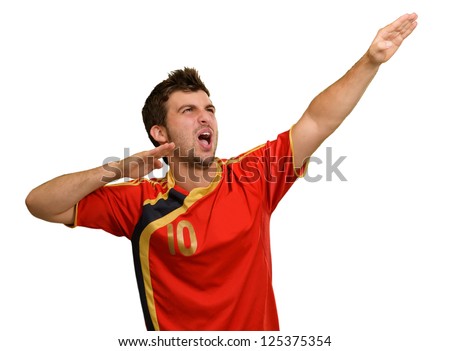 Portrait Of Excited Sportsman Isolated On White Background