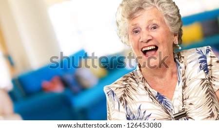 Portrait Of A Senior Woman Happy, Indoor
