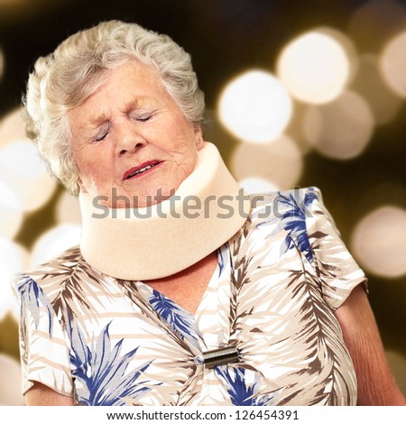 A Senior Woman Wearing A Neck Brace, Outdoor Stock Photo 126454391 ...