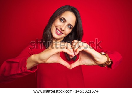 Similar – Image, Stock Photo woman with red heart shaped cardboard in her eyes smiling.