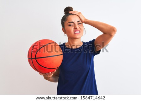 Similar – Image, Stock Photo Tired sportswoman with basketball ball resting on court