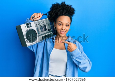 Similar – Image, Stock Photo Black woman at radio station