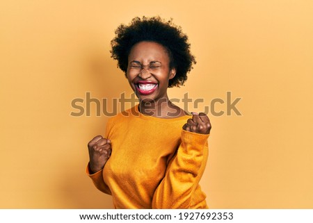 Image, Stock Photo Cheerful black woman with smartphone talking on video call