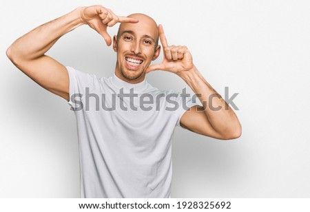 Similar – Image, Stock Photo Bald cool man in pedestrian bridge portrait
