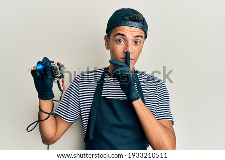 Image, Stock Photo Hand holding a gun. Ink black and white drawing
