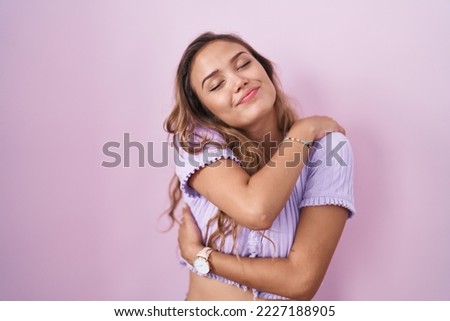 Image, Stock Photo Woman standing at self storage door