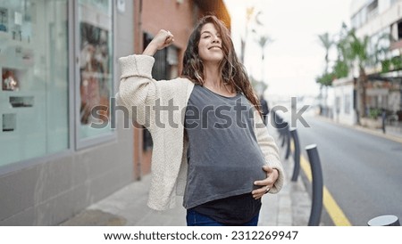 Similar – Image, Stock Photo Urban young pregnant woman