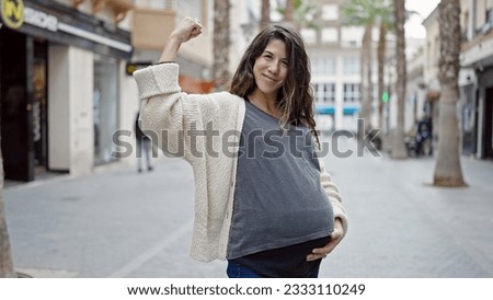 Similar – Image, Stock Photo Urban young pregnant woman