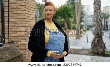 Similar – Image, Stock Photo Urban young pregnant woman