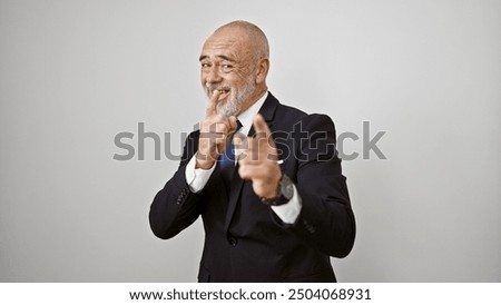 Image, Stock Photo Bald cool man in pedestrian bridge portrait