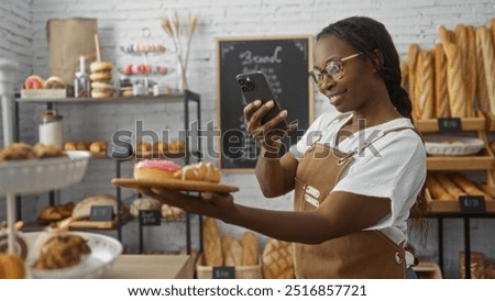 Similar – Image, Stock Photo Black woman taking photo of friends having piggyback ride