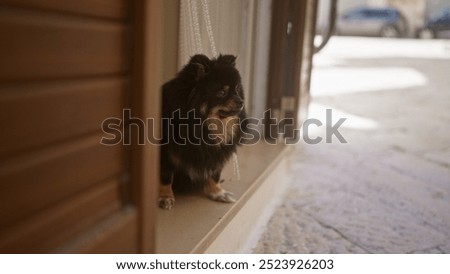 Similar – Image, Stock Photo Calm spotted dog sitting and looking up