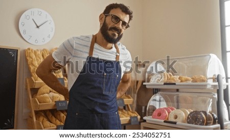 Image, Stock Photo Doughnuts near ingredients on table