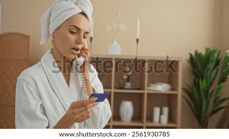 Similar – Image, Stock Photo Woman with turban speaking on mobile phone