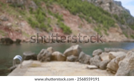 Similar – Image, Stock Photo Rocky hillside near ocean under cloudy sky