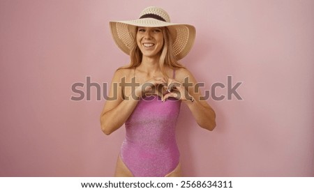 Similar – Image, Stock Photo Appealing female in swimsuit posturing on beach