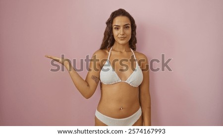 Similar – Image, Stock Photo Appealing female in swimsuit posturing on beach