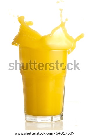 orange juice splash on a white background