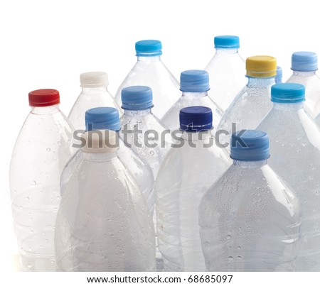 Water Bottle Stack Closeup On White Background Stock Photo 68685097 ...