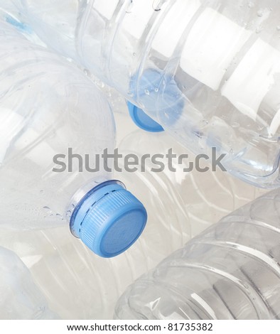 water plastic bottle stack to recycle extreme closeup