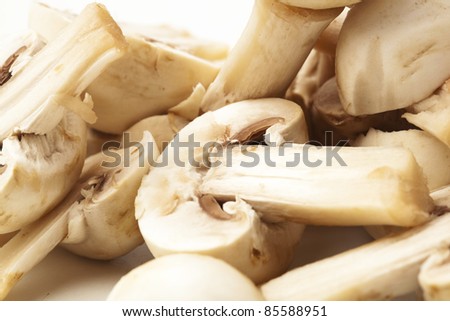 mushroom slices pile texture, extreme closeup photo