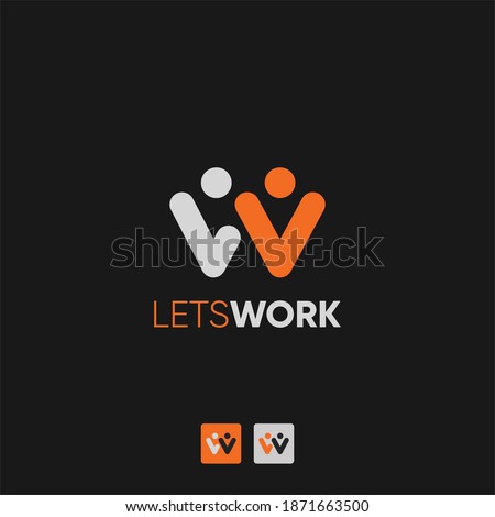 W letter initial Community, network and social logo design template vector Zdjęcia stock © 