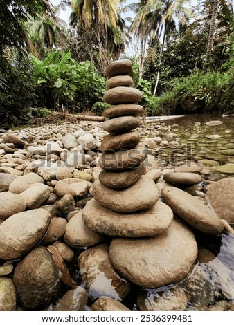 Similar – Image, Stock Photo Shallow river flowing along rocky shore in bright day