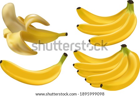 Yellow bananas vector, Yellow ripe bananas, peeled bananas are delicious too, Bananas are good for health
