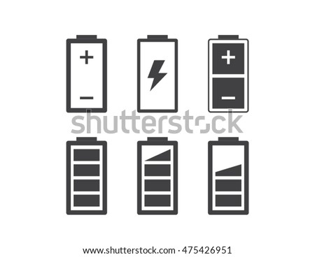 Set of simple flat battery icons. Vector symbols and design elements.