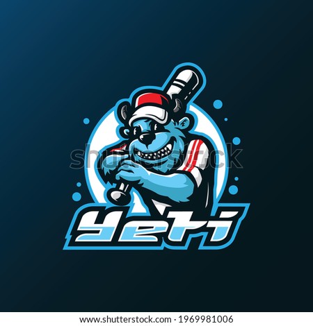 Yeti mascot logo design vector with modern illustration concept style for badge, emblem and t shirt printing. Yeti baseball illustration for sport team.