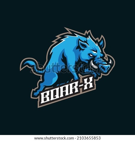 Boar mascot logo design vector with modern illustration concept style for badge, emblem and t shirt printing. Angry boar illustration for sport and esport team.