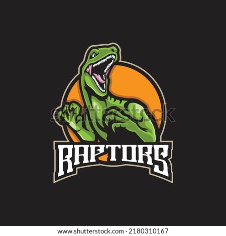 Raptor mascot logo design vector with modern illustration concept style for badge, emblem and t shirt printing. Angry raptor illustration for sport team. Stockfoto © 