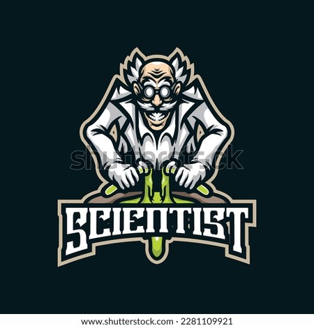 Scientist mascot logo design with modern illustration concept style for badge, emblem and t shirt printing. Scientist illustration for sport and esport team.
