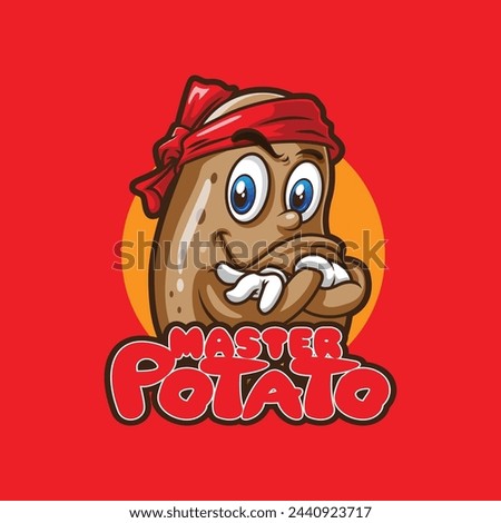 Potato mascot logo design with modern illustration concept style for badge, emblem and t shirt printing. Master potato illustration.