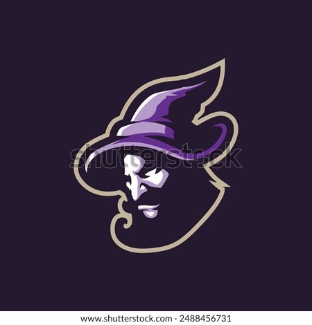 Wizard mascot logo design vector with modern illustration concept style for badge, emblem and t shirt printing. Wizard head illustration for sport team.