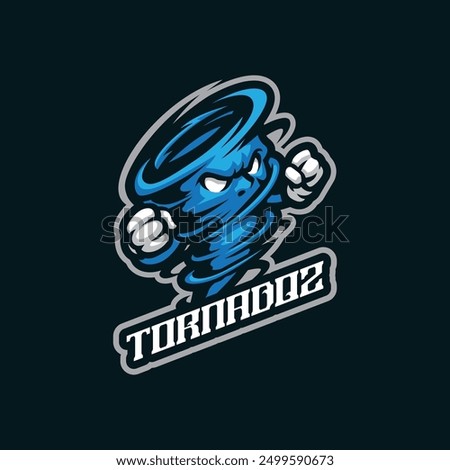 Tornado mascot logo design vector with modern illustration concept style for badge, emblem and t shirt printing. Angry tornado illustration for sport and esport team.