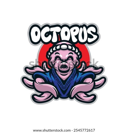 Octopus mascot logo design vector with modern illustration concept style for badge, emblem and t shirt printing. Smart octopus illustration for food and restaurant.