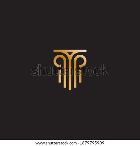 Simple luxury Pillar line vector design for lawyer or museum logo with P, PP initial.