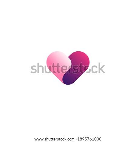 Modern metalic pink love folding like a paper vector design.  