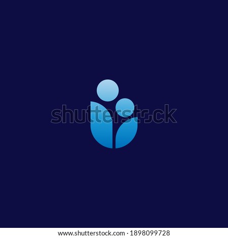 abstract vector logo design with parenting simbol of mom and child unite with one shape.