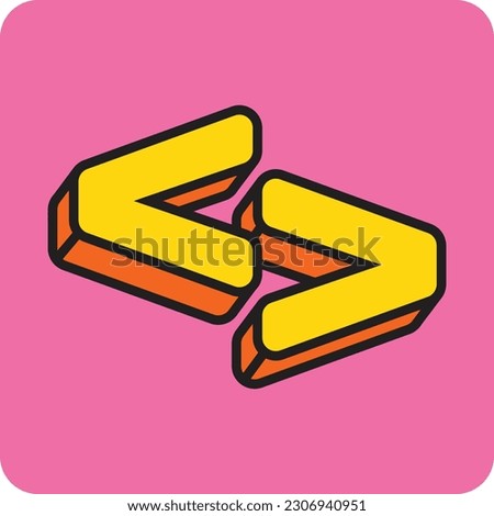 The Greater Than and Less Than symbol in doodle black outline with orange shadow on pink background for school, work, or commercial purpose